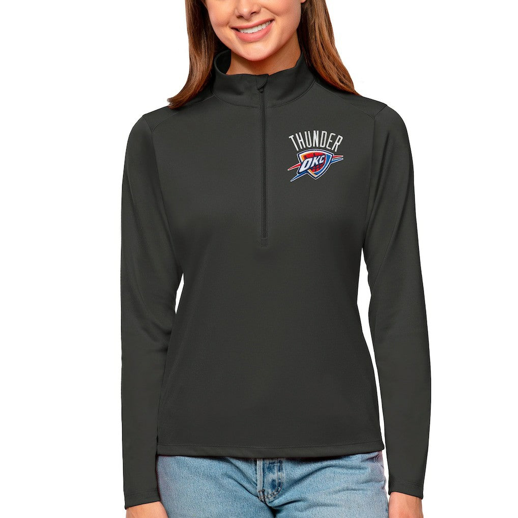 NBA - Oklahoma City Thunder Antigua Women's Tribute Half-Zip Top - Charcoal