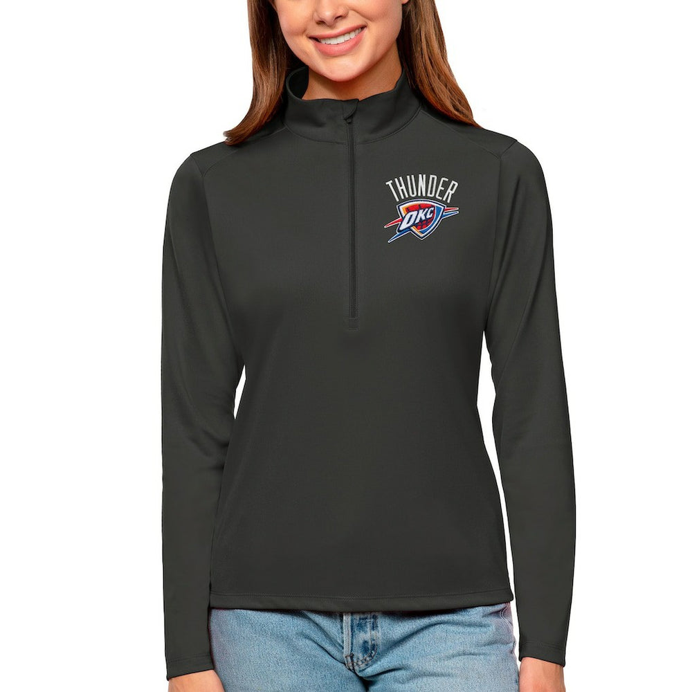NBA - Oklahoma City Thunder Antigua Women's Tribute Half-Zip Top - Charcoal