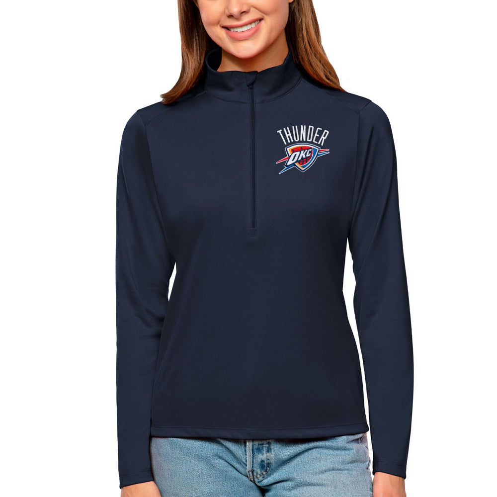 NBA - Oklahoma City Thunder Antigua Women's Tribute Half-Zip Top - Navy