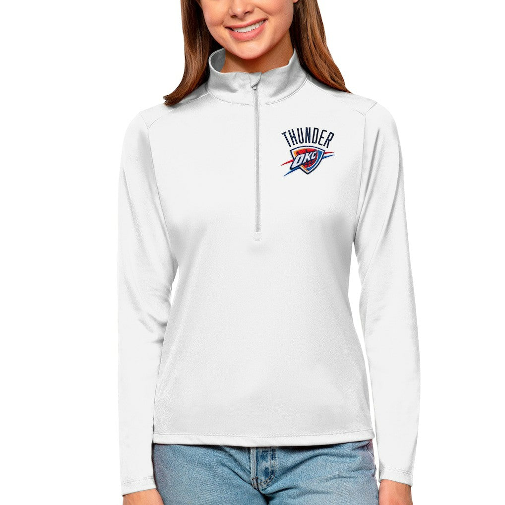NBA - Oklahoma City Thunder Antigua Women's Tribute Half-Zip Top - White