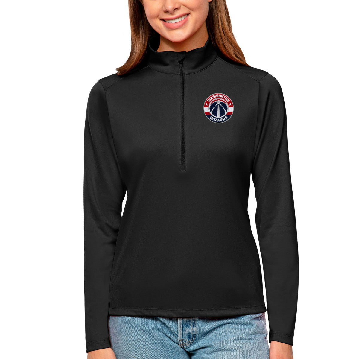 NBA - Washington Wizards Antigua Women's Tribute Half-Zip Top - Black