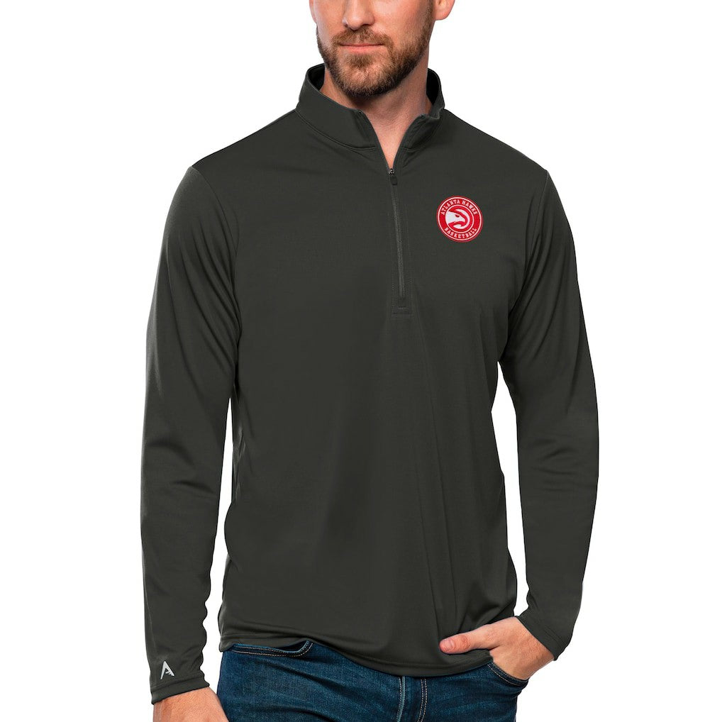 NBA - Atlanta Hawks Antigua Tribute Quarter-Zip Pullover Top - Charcoal