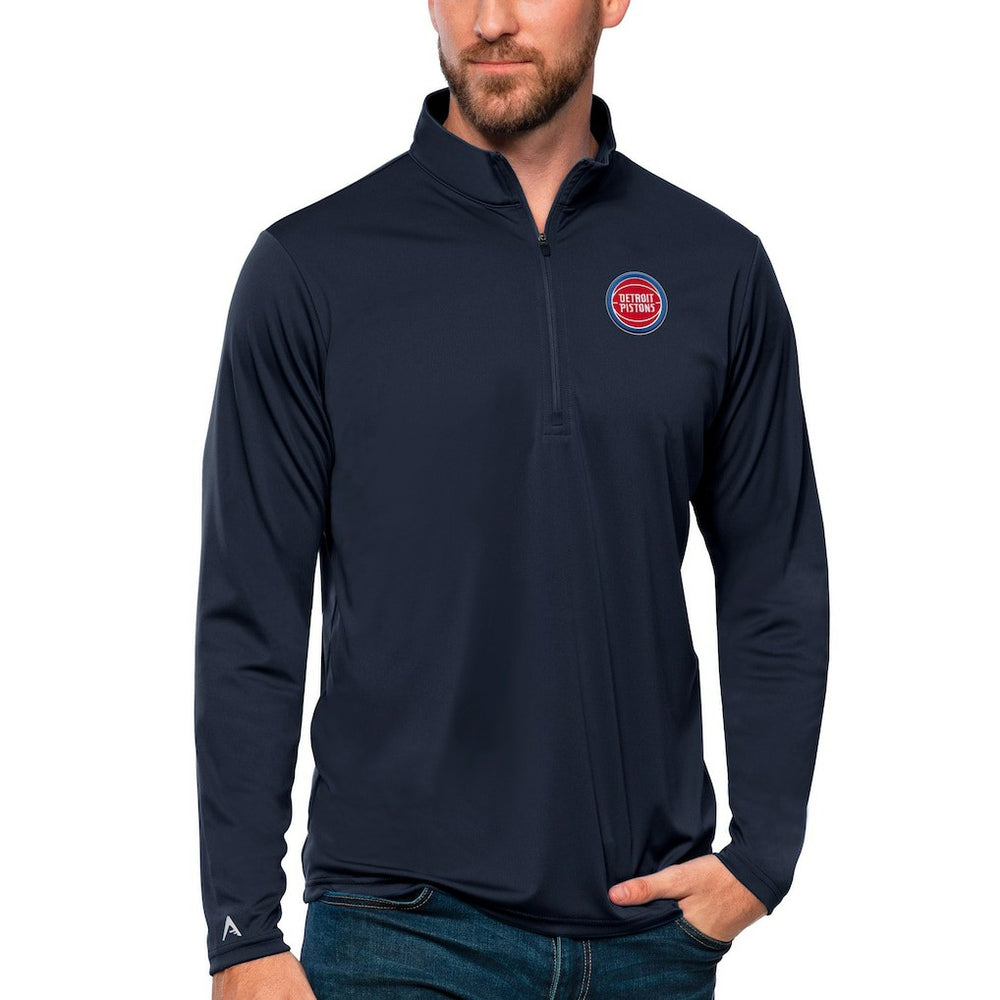 NBA - Detroit Pistons Antigua Tribute Quarter-Zip Pullover Top - Navy