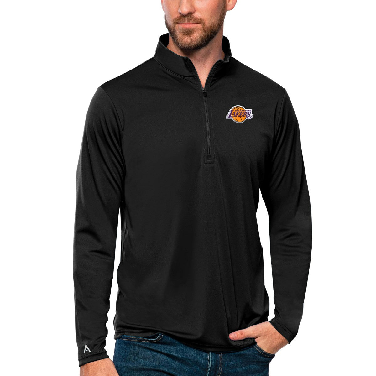 NBA - Los Angeles Lakers Antigua Tribute Quarter-Zip Pullover Top - Black