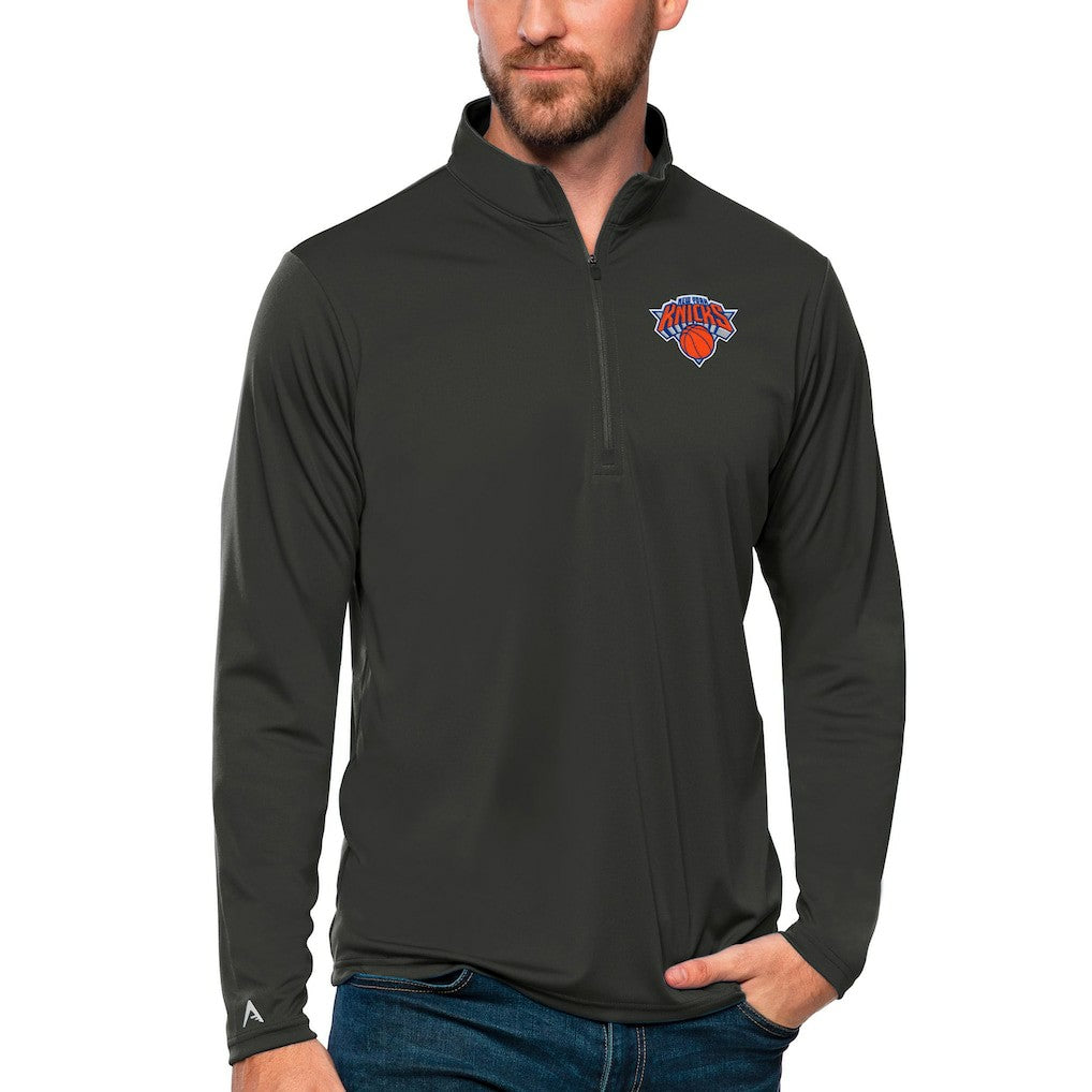 NBA - New York Knicks Antigua Tribute Quarter-Zip Pullover Top - Charcoal