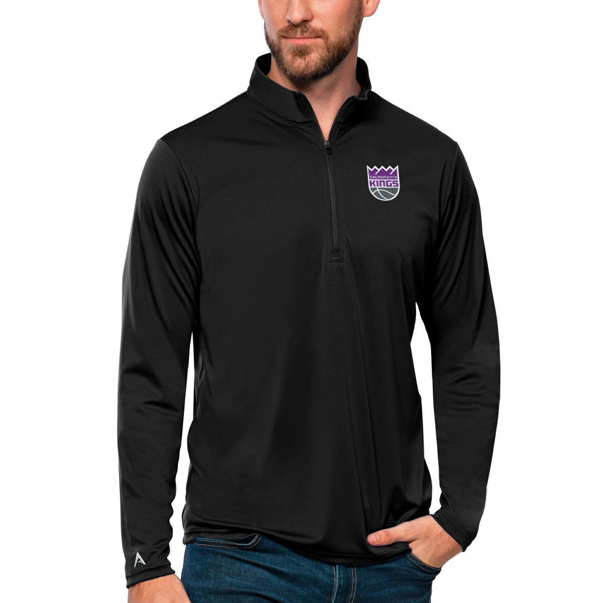 NBA - Sacramento Kings Antigua Tribute Quarter-Zip Pullover Top - Black