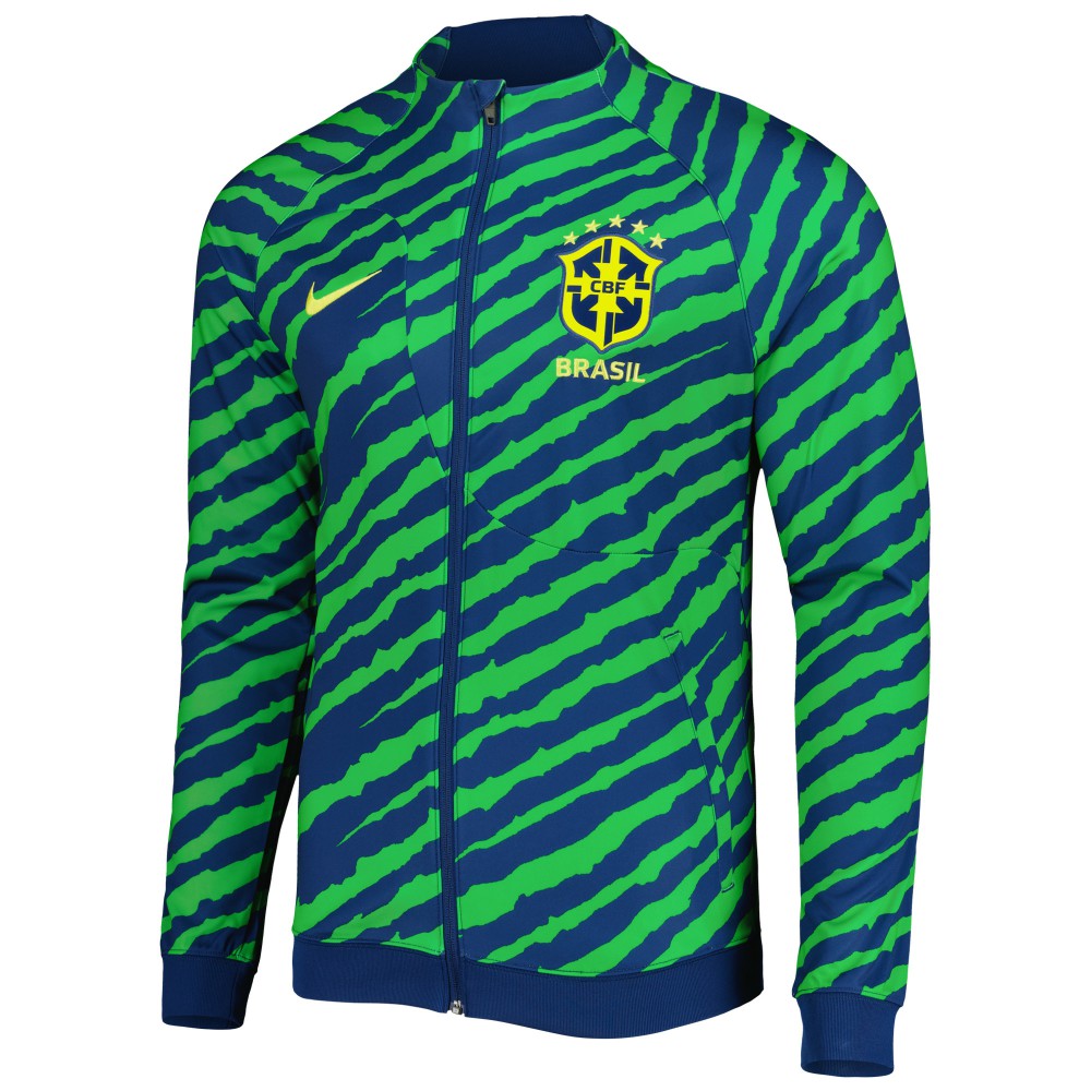 Nike Brazil National Team 2022 Academy Pro Anthem Performance Raglan Full-Zip Jacket - Blue/Green