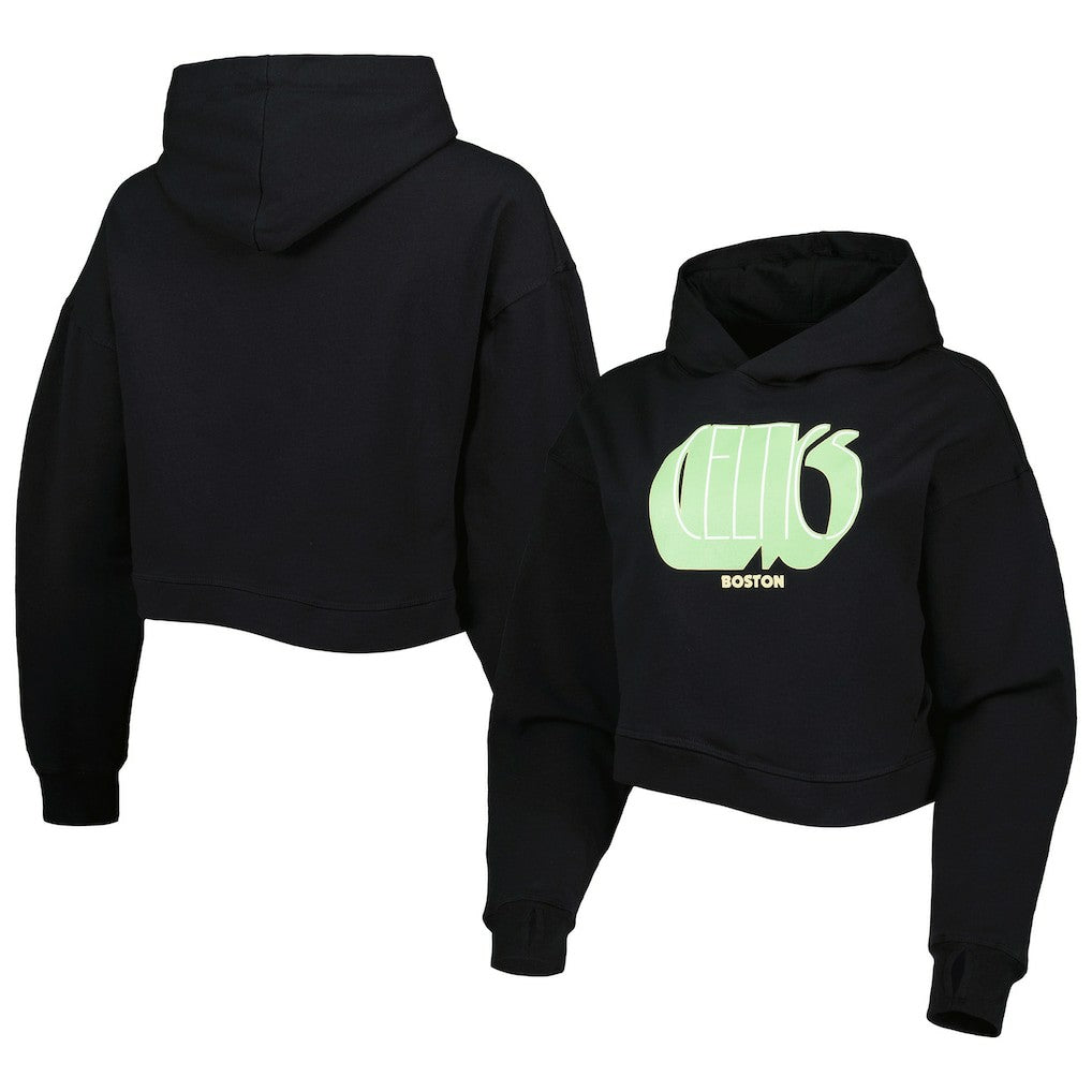 NBA - Boston Celtics Lusso Women's Layla World Tour Cropped Pullover Hoodie - Black