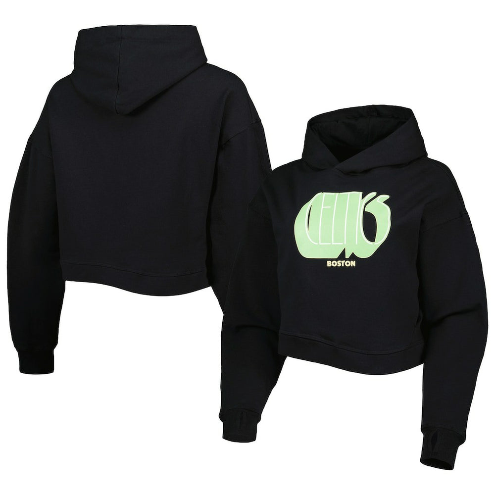 NBA - Boston Celtics Lusso Women's Layla World Tour Cropped Pullover Hoodie - Black