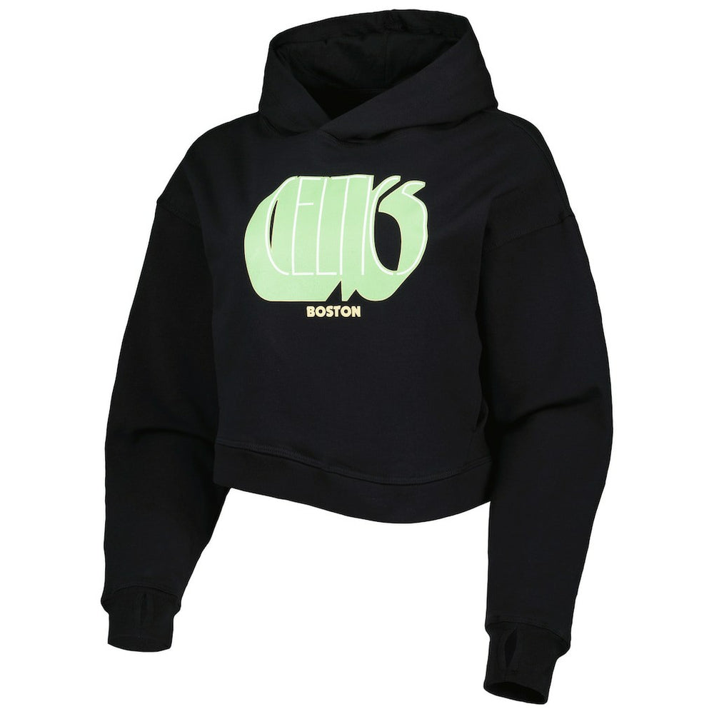 NBA - Boston Celtics Lusso Women's Layla World Tour Cropped Pullover Hoodie - Black