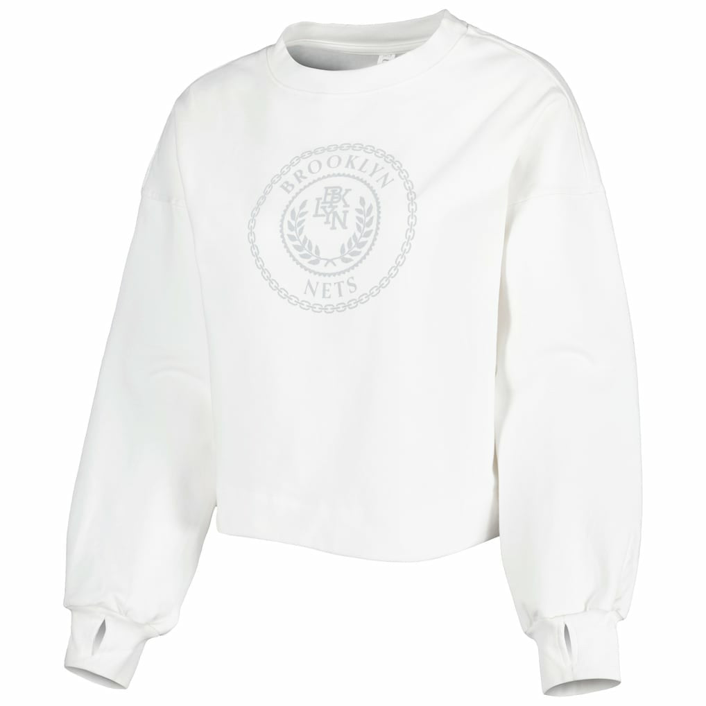 NBA - Brooklyn Nets Lusso Women's Lola Ball and Chain Pullover Sweatshirt - White