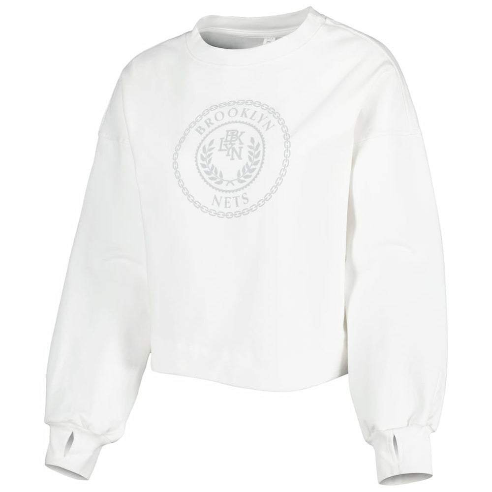 NBA - Brooklyn Nets Lusso Women's Lola Ball and Chain Pullover Sweatshirt - White
