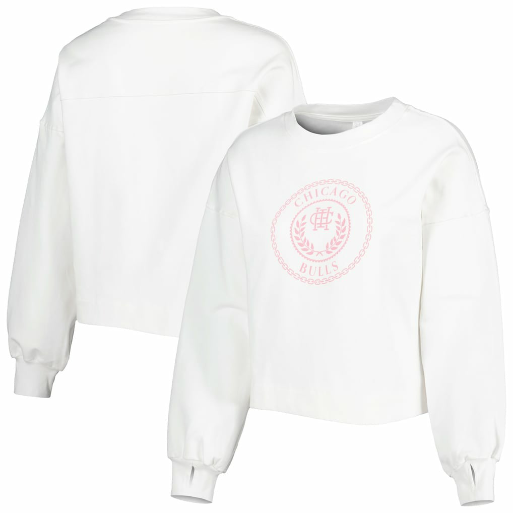 NBA - Chicago Bulls Lusso Women's Lola Ball and Chain Pullover Sweatshirt - White