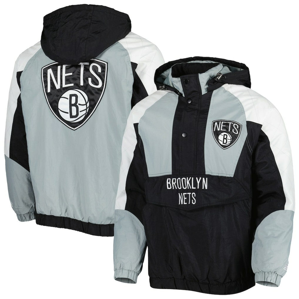 NBA - Brooklyn Nets Starter Body Check Raglan Hoodie Half-Zip Jacket - Black