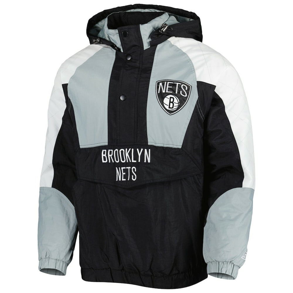 NBA - Brooklyn Nets Starter Body Check Raglan Hoodie Half-Zip Jacket - Black