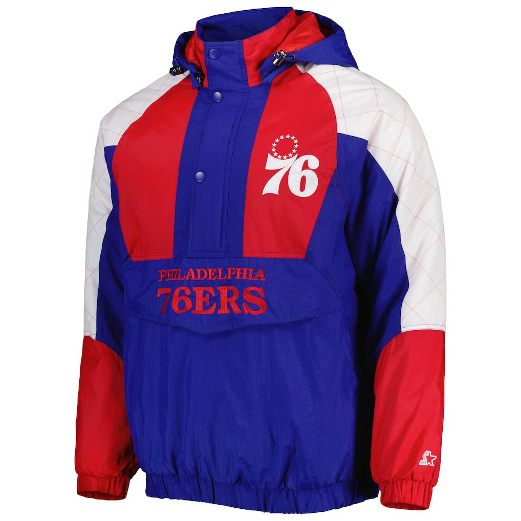 NBA - Philadelphia 76ers Starter Body Check Raglan Hoodie Half-Zip Jacket - Royal