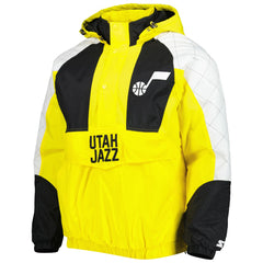 NBA - Utah Jazz Starter Body Check Raglan Hoodie Half-Zip Jacket - Gold