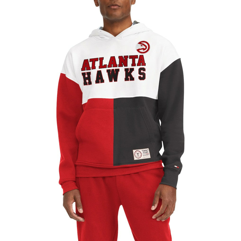 NBA - Atlanta Hawks Tommy Jeans Andrew Split Pullover Hoodie - White/Red