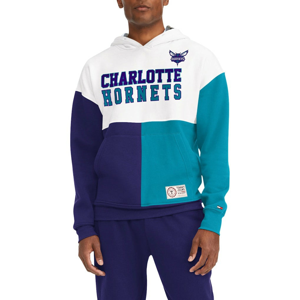 NBA - Charlotte Hornets Tommy Jeans Andrew Split Pullover Hoodie - White/Purple