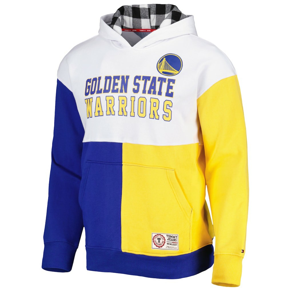 NBA - Golden State Warriors Tommy Jeans Andrew Split Pullover Hoodie - White/Royal