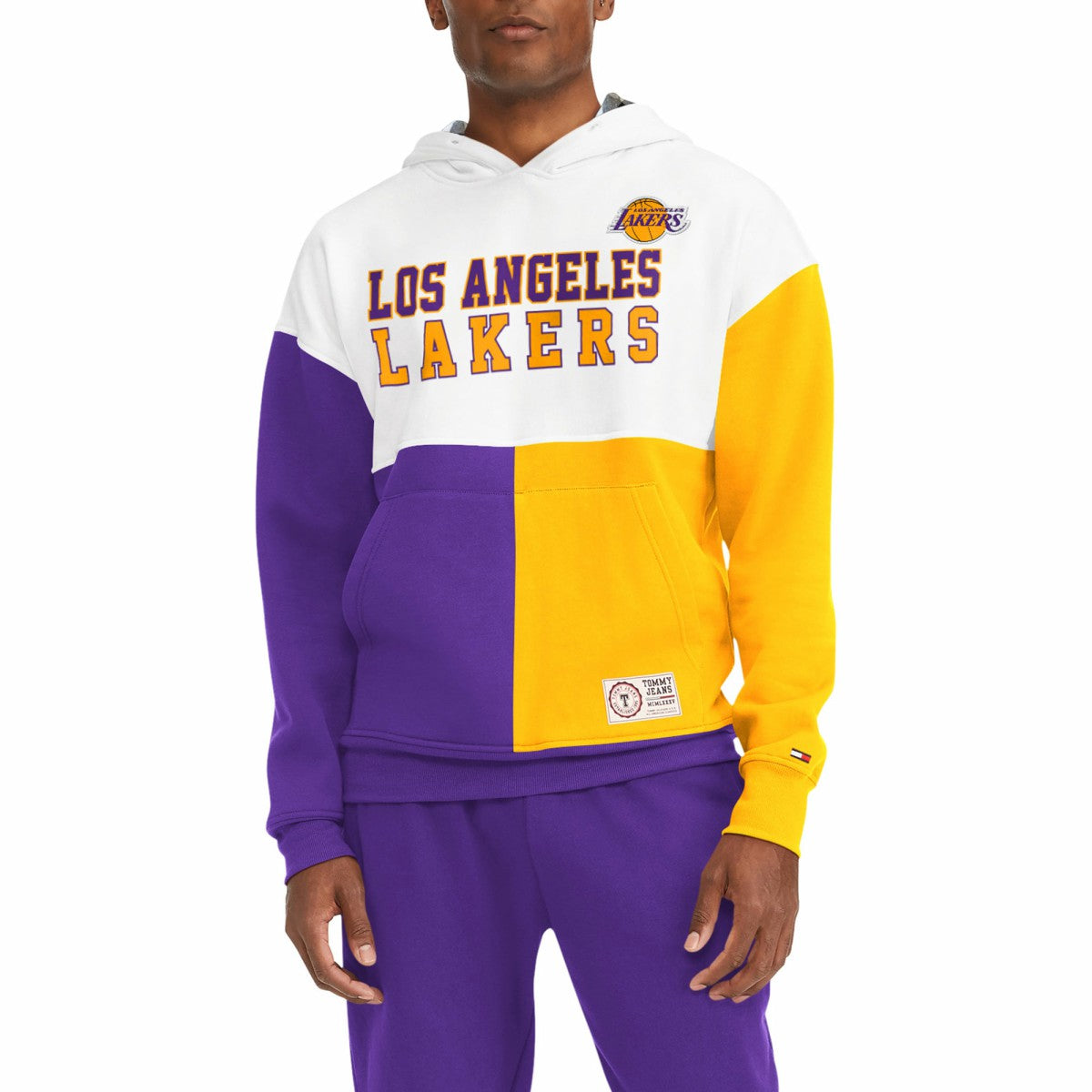 NBA - Los Angeles Lakers Tommy Jeans Andrew Split Pullover Hoodie - White/Purple