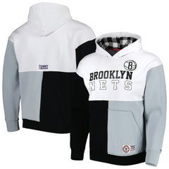 NBA - Brooklyn Nets Tommy Jeans Andrew Split Pullover Hoodie - White/Black