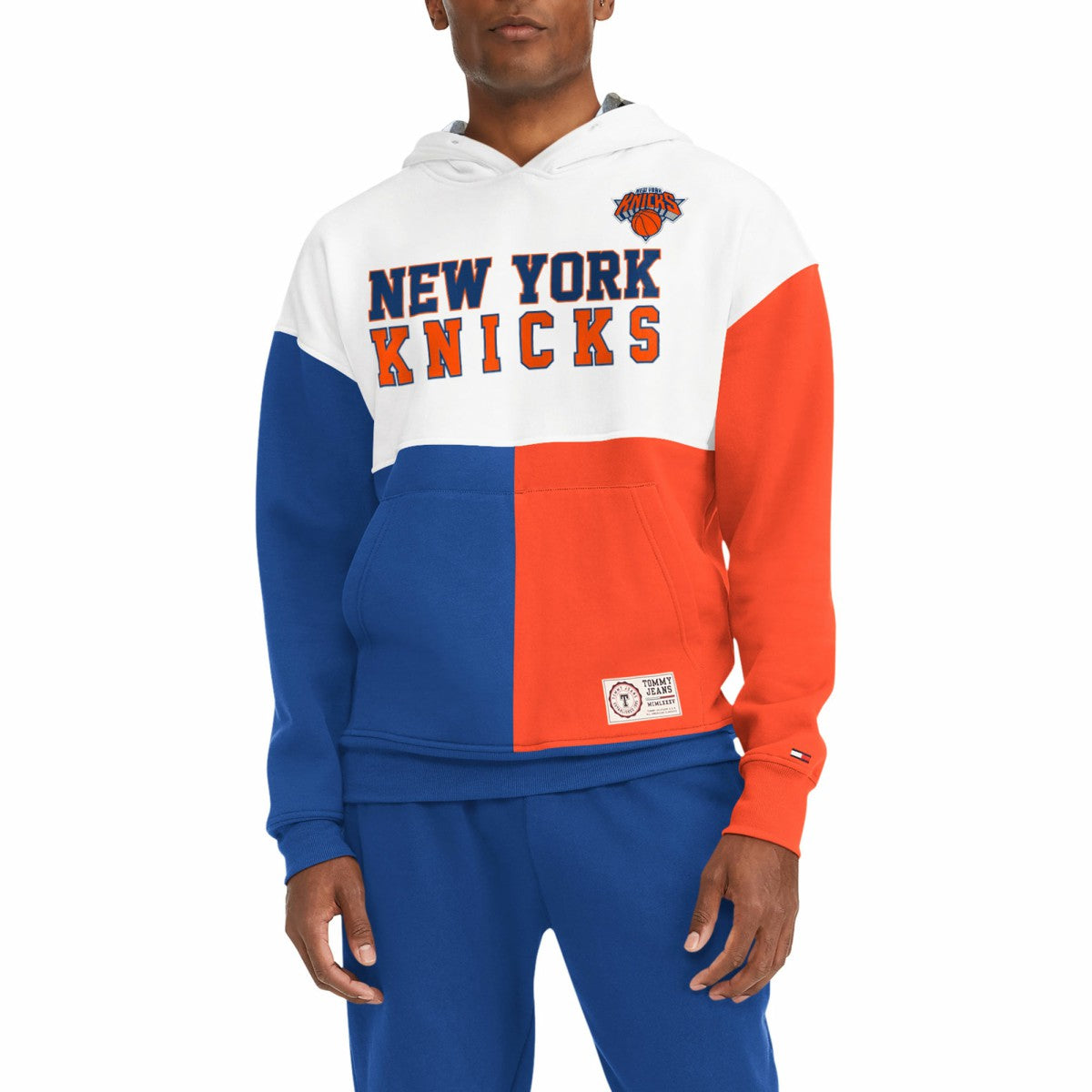 NBA - New York Knicks Tommy Jeans Andrew Split Pullover Hoodie - White/Royal