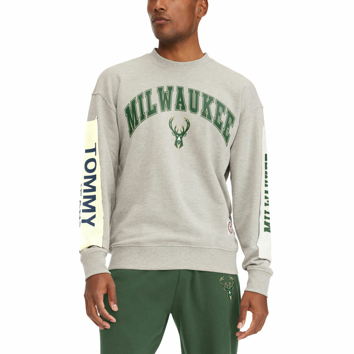 NBA - Milwaukee Bucks Tommy Jeans James Patch Pullover Sweatshirt - Gray