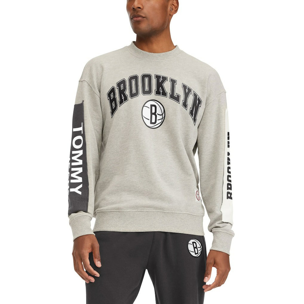 NBA - Brooklyn Nets Tommy Jeans James Patch Pullover Sweatshirt - Gray