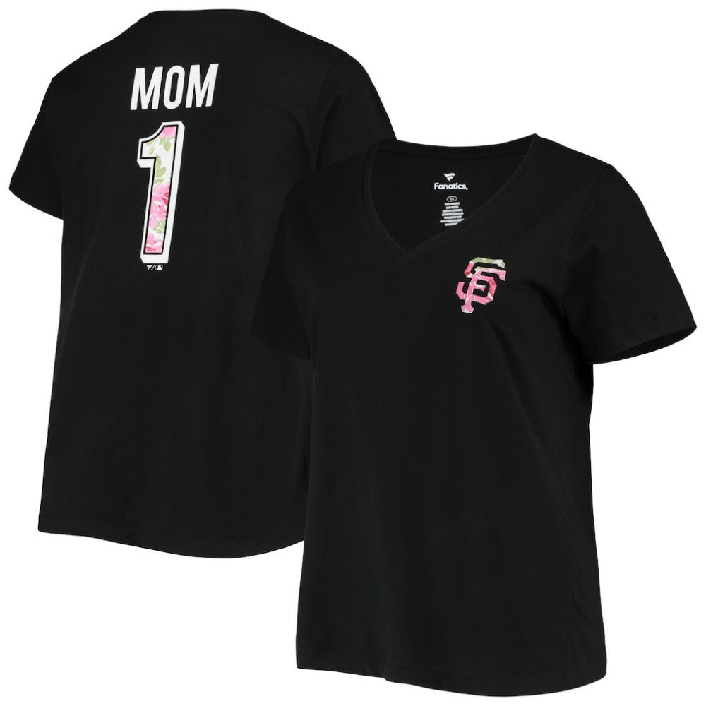 San Francisco Giants Women's Plus Size #1 Mom 2-Hit V-Neck T-Shirt Sale
