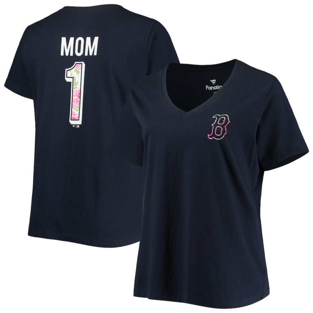 Boston Red Sox Women's Plus Size #1 Mom 2-Hit V-Neck T-Shirt for sale