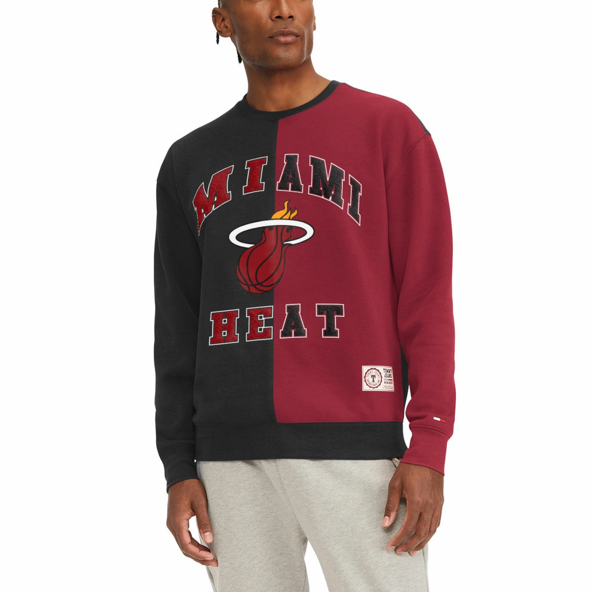 NBA - Miami Heat Tommy Jeans Keith Split Pullover Sweatshirt - Black/Red