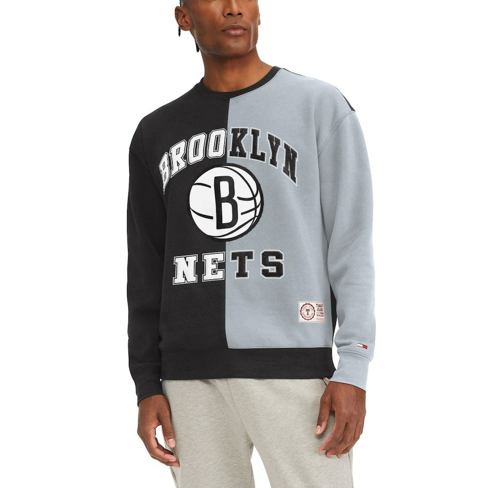 NBA - Brooklyn Nets Tommy Jeans Keith Split Pullover Sweatshirt - Black/White