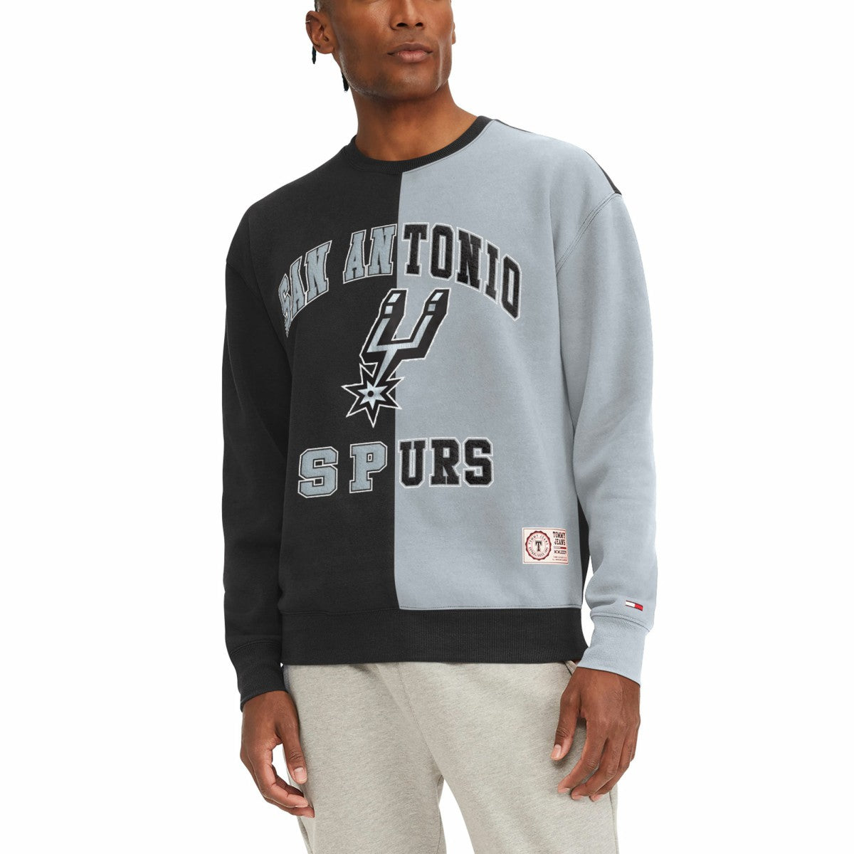 NBA - San Antonio Spurs Tommy Jeans Keith Split Pullover Sweatshirt - Black/Gray