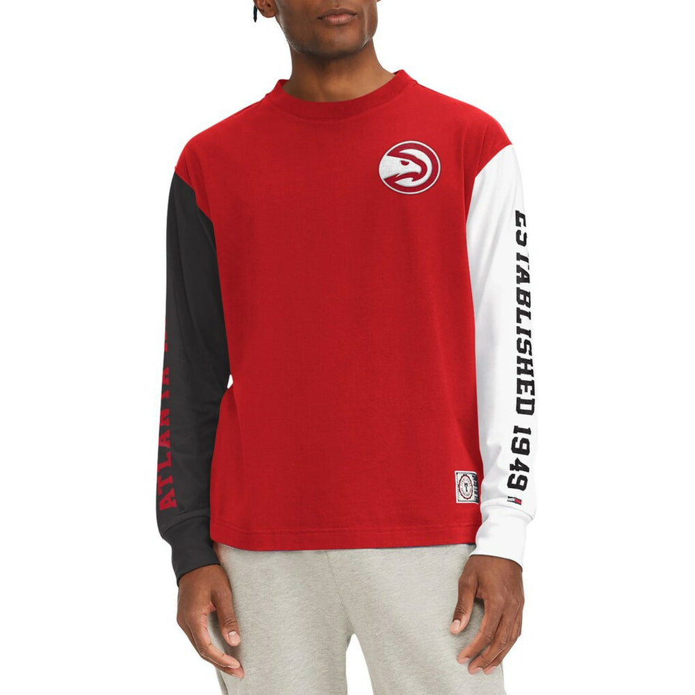 NBA - Atlanta Hawks Tommy Jeans Richie Color Block Long Sleeve T-Shirt - Red