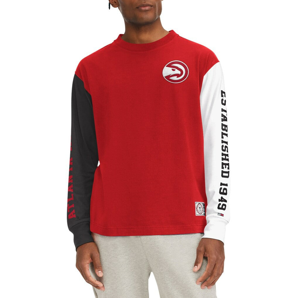 NBA - Atlanta Hawks Tommy Jeans Richie Color Block Long Sleeve T-Shirt - Red