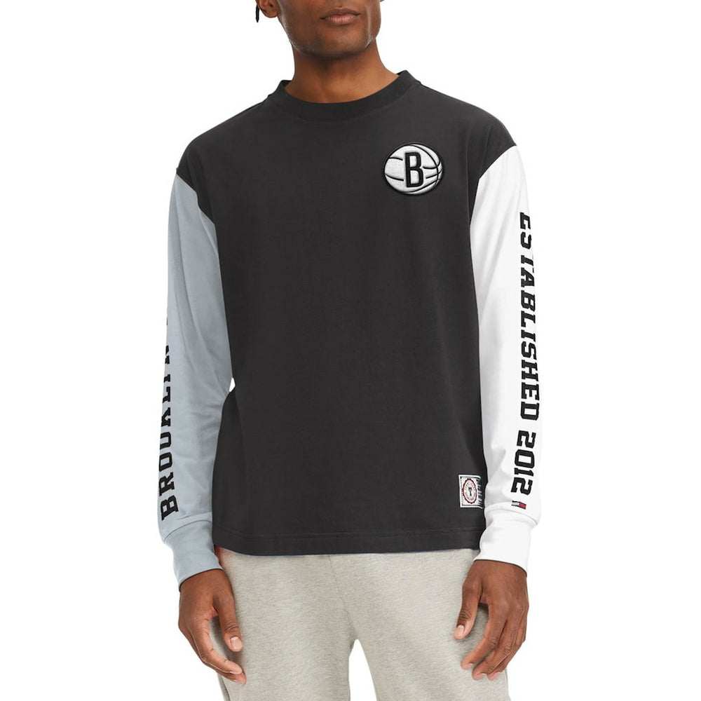 NBA - Brooklyn Nets Tommy Jeans Richie Color Block Long Sleeve T-Shirt - Black