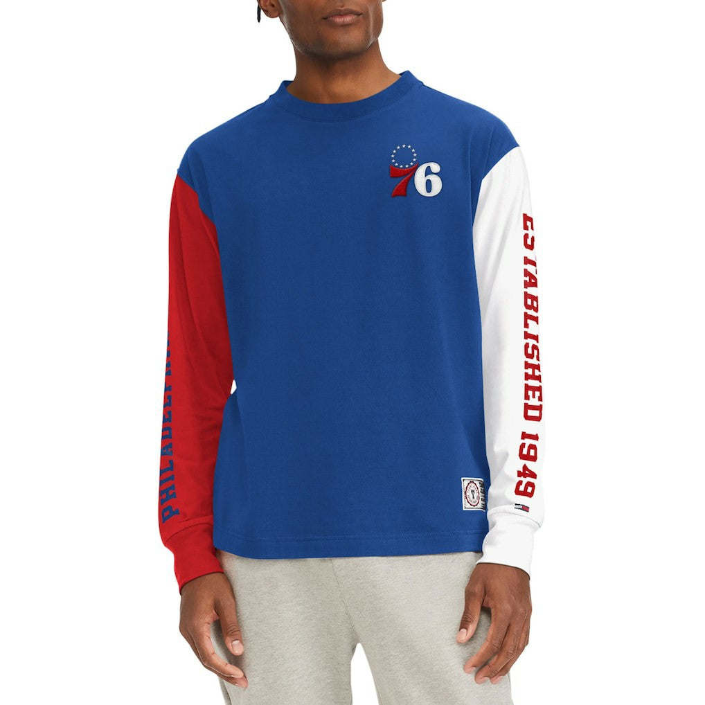 NBA - Philadelphia 76ers Tommy Jeans Richie Color Block Long Sleeve T-Shirt - Royal