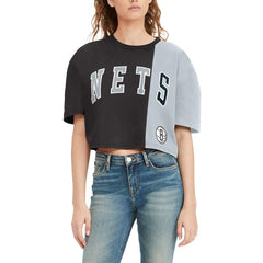 NBA - Brooklyn Nets Tommy Jeans Women's Betsy Relaxed Crop T-Shirt - Black/White