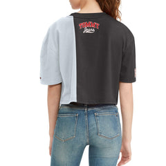 NBA - Brooklyn Nets Tommy Jeans Women's Betsy Relaxed Crop T-Shirt - Black/White