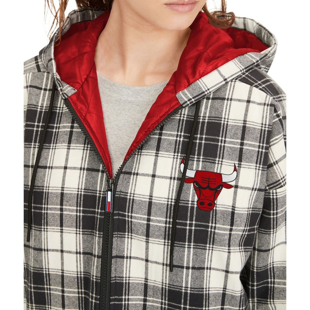 NBA - Chicago Bulls Tommy Jeans Women's Molly Flannel Full-Zip Hoodie - Black/Cream