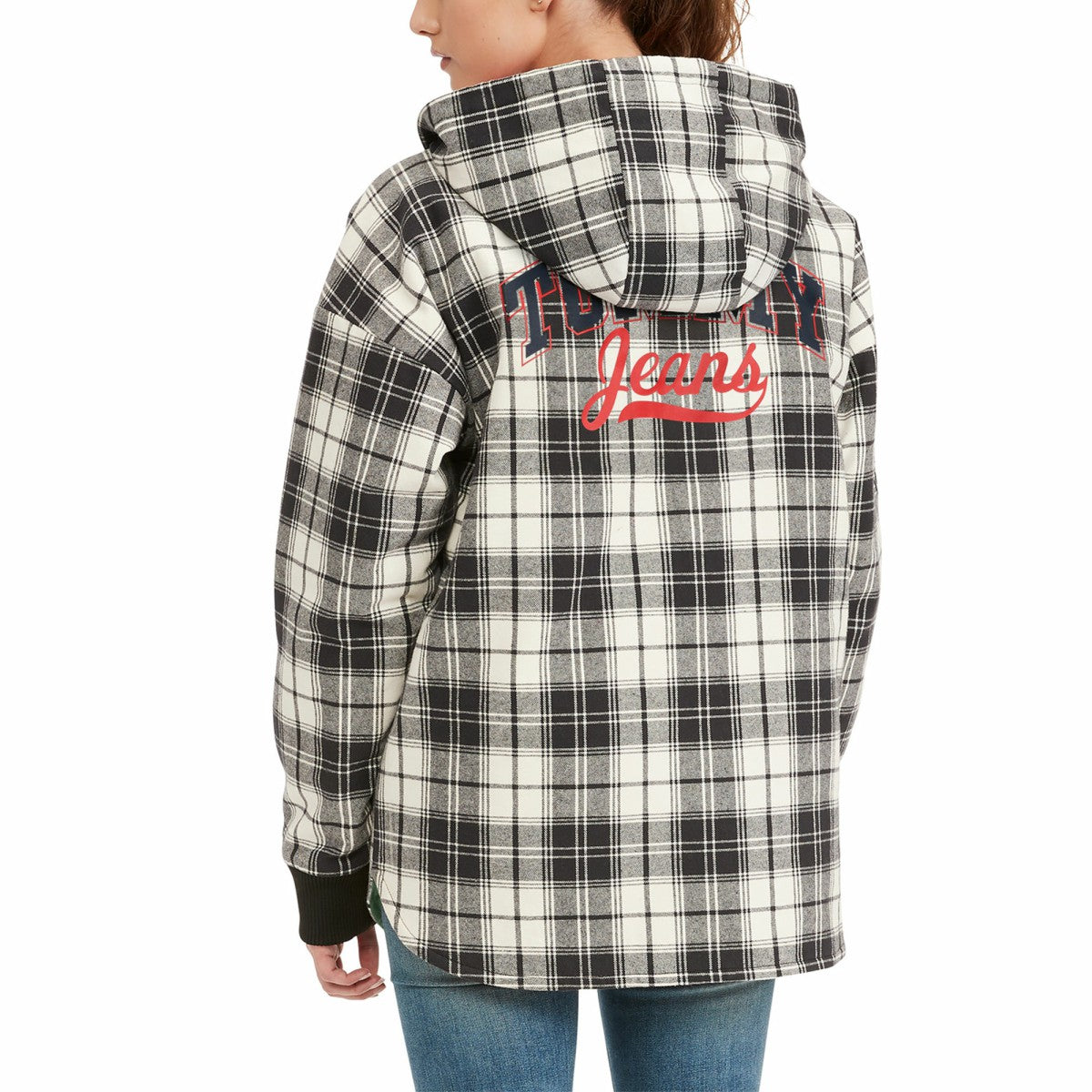 NBA - Milwaukee Bucks Tommy Jeans Women's Molly Flannel Full-Zip Hoodie - Black/Cream