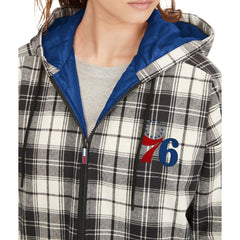 NBA - Philadelphia 76ers Tommy Jeans Women's Molly Flannel Full-Zip Hoodie - Black/Cream