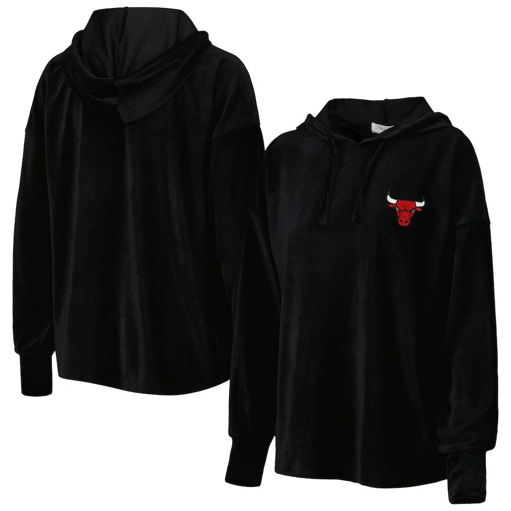 NBA - Chicago Bulls Touch Women's End Line Velour Pullover Hoodie - Black