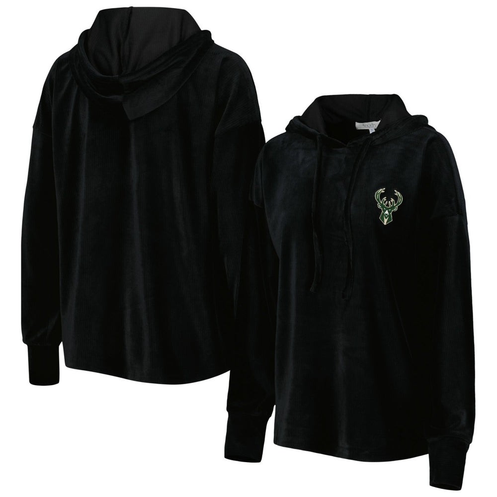 NBA - Milwaukee Bucks Touch Women's End Line Velour Pullover Hoodie - Black