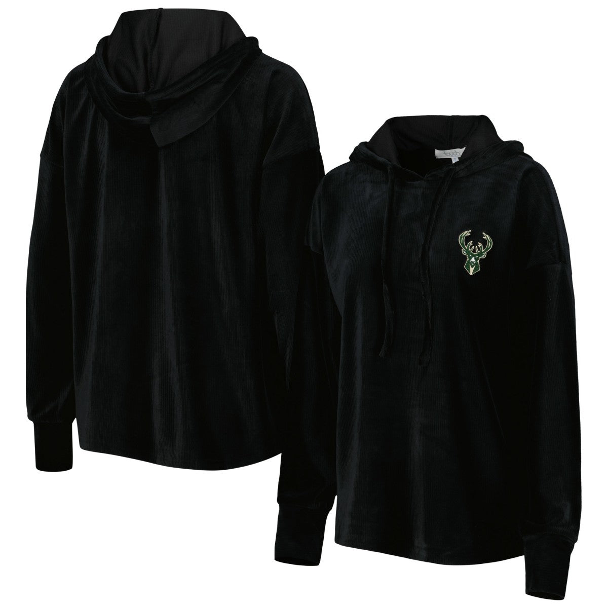 NBA - Milwaukee Bucks Touch Women's End Line Velour Pullover Hoodie - Black