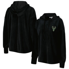 NBA - Milwaukee Bucks Touch Women's End Line Velour Pullover Hoodie - Black