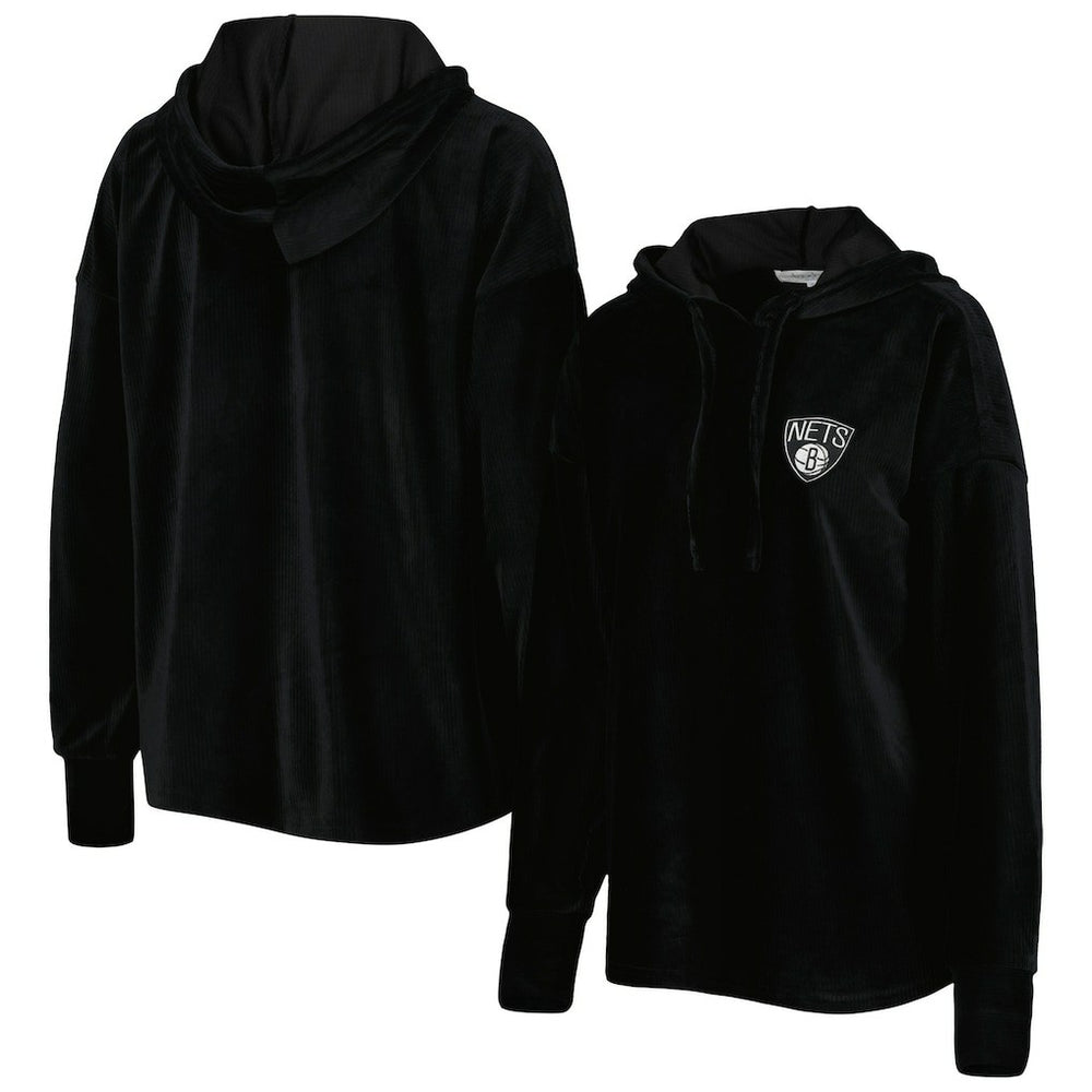 NBA - Brooklyn Nets Touch Women's End Line Velour Pullover Hoodie - Black