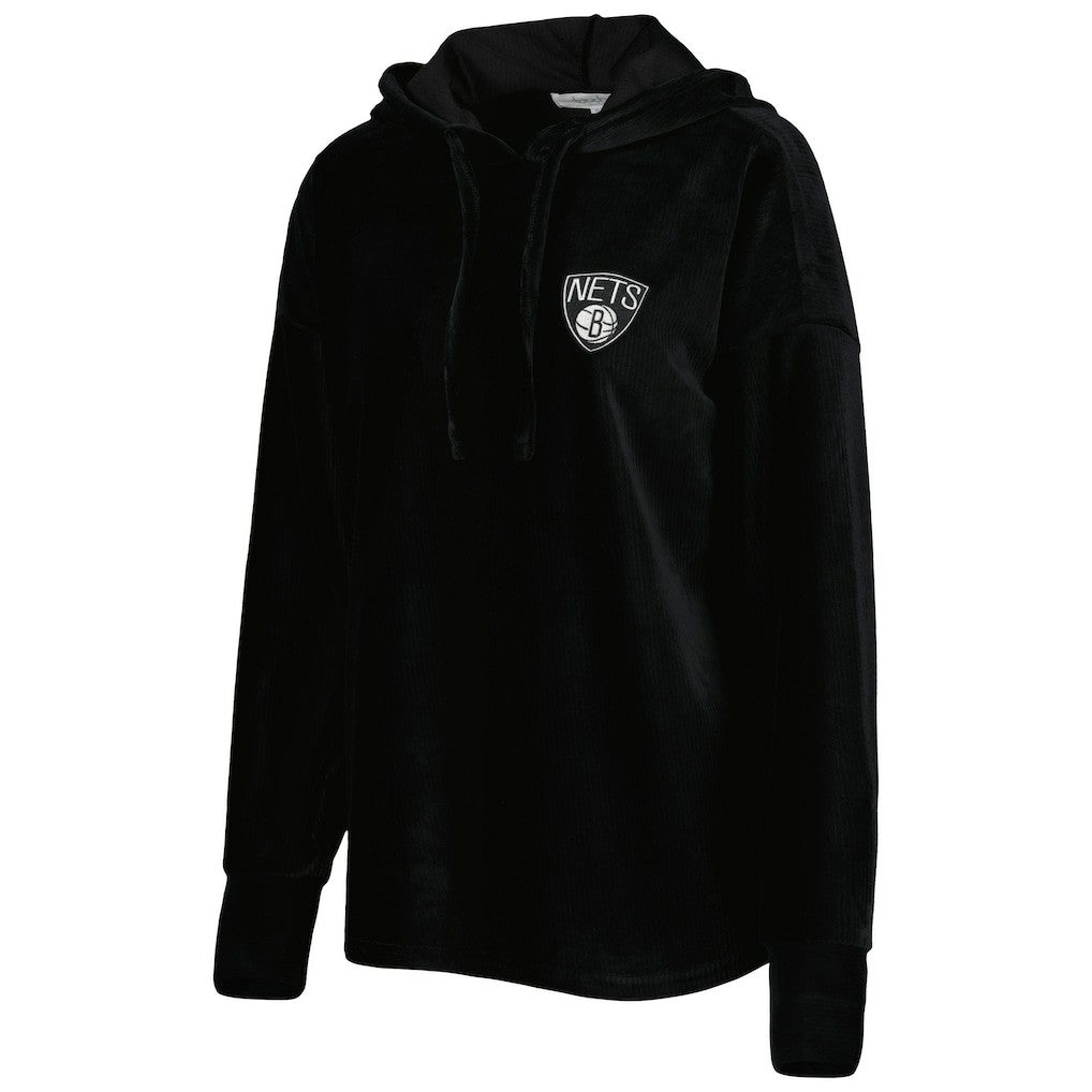 NBA - Brooklyn Nets Touch Women's End Line Velour Pullover Hoodie - Black