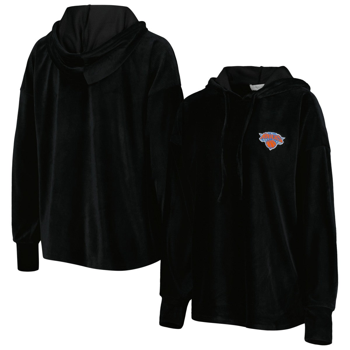 NBA - New York Knicks Touch Women's End Line Velour Pullover Hoodie - Black